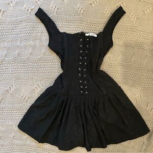 Black Lace-Up Mini Dress